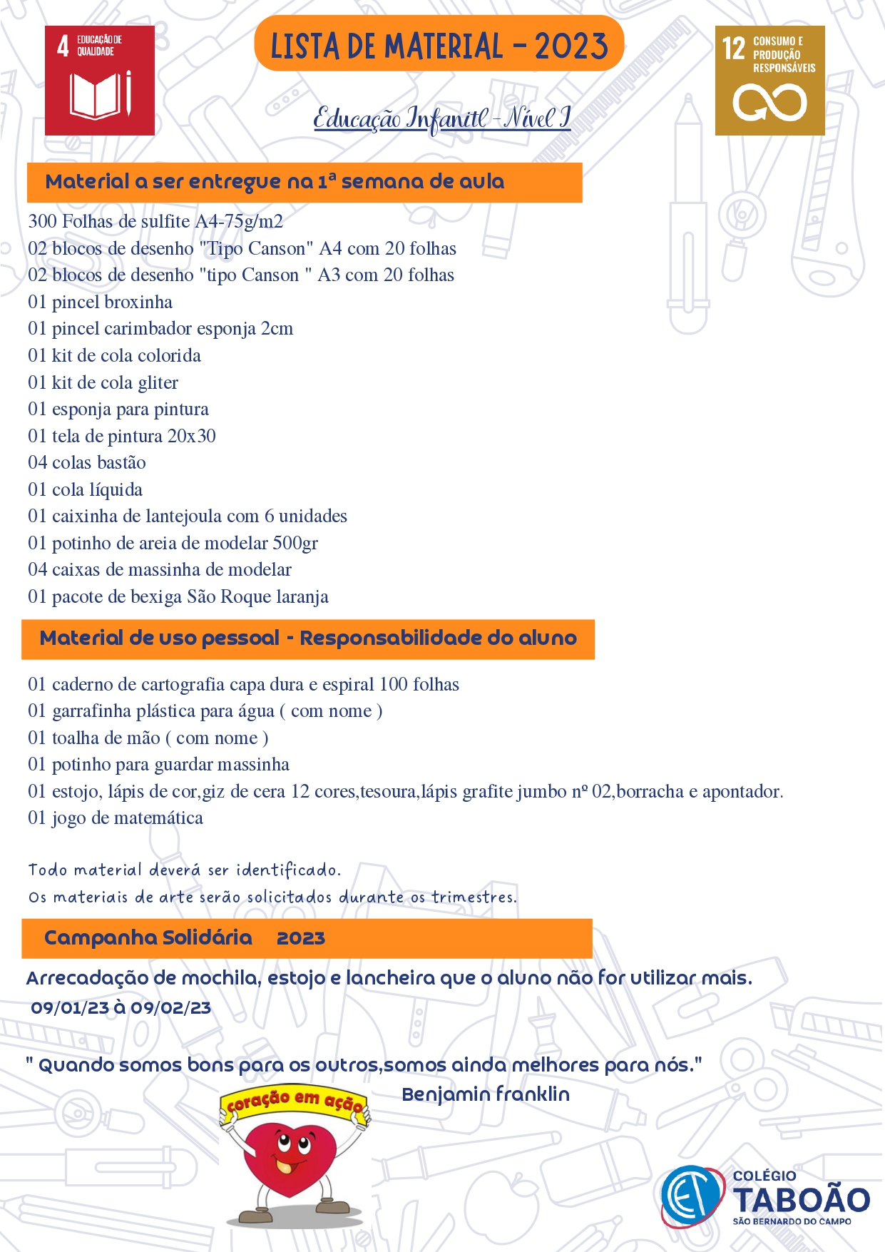 Lista de material nivel I 2023